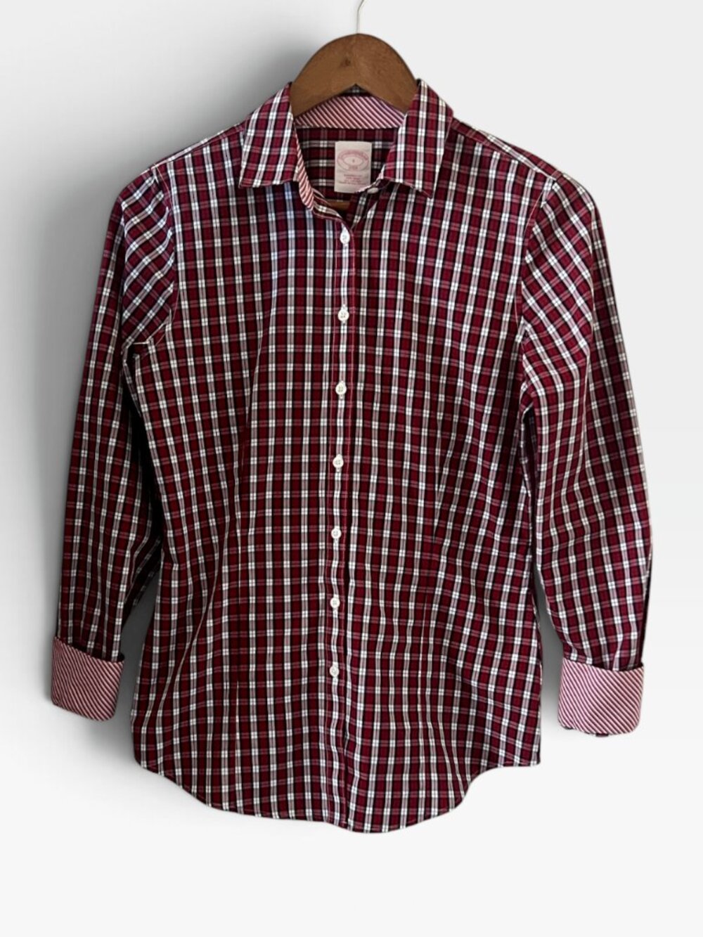 Brooks Brothers Button Down Shirt In Red, White, Blue Plaid Size 4